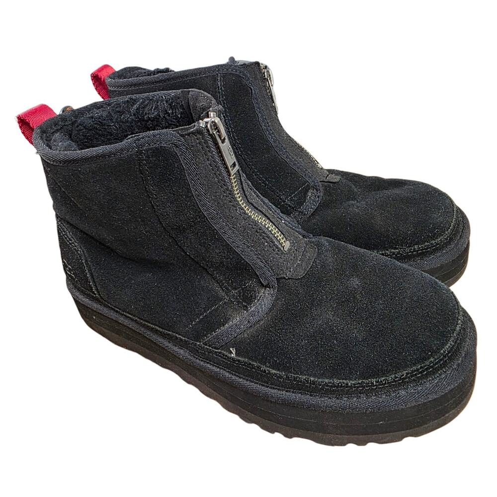 UGG Neumel Zip Platform Booties Black Boots Womens Size 9 Ankle Sherpa Winter